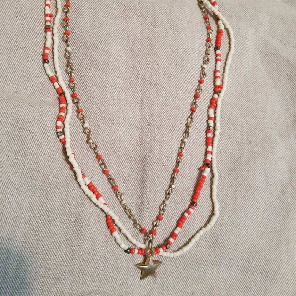 🖐3 strand beaded necklace